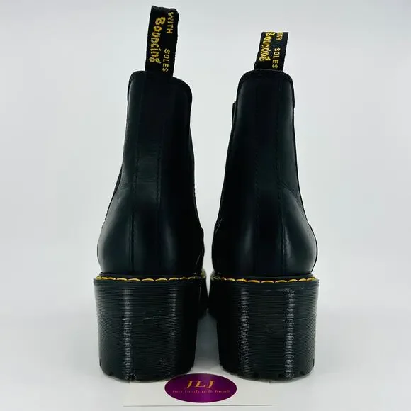 Dr. Martens Women's Rometty Black Wyoming Leather Platform Chelsea Boots Size 7 - Picture 6 of 11